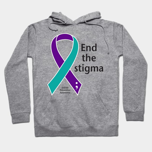 Suicide prevention: End the stigma, black type Hoodie by Just Winging It Designs